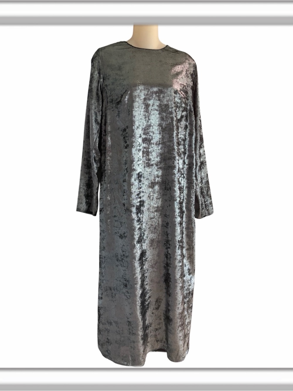 NWT River Island Silver Long Sleeve MIDI Dress Size 12 Shimmer Lightweight